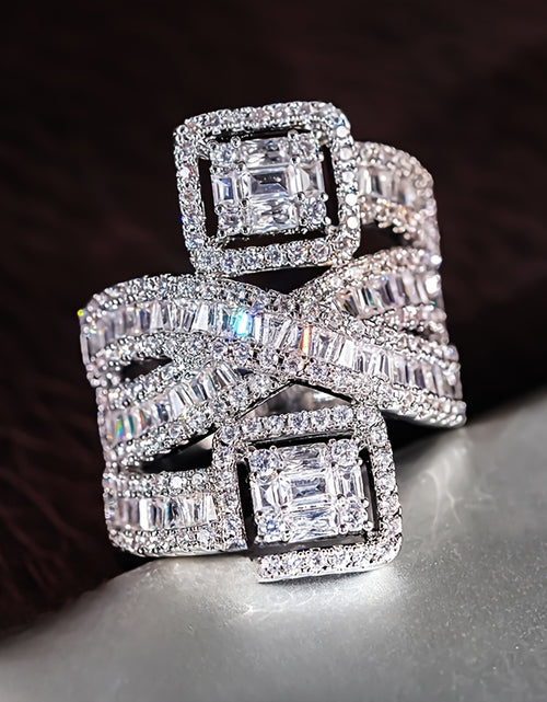Load image into Gallery viewer, Multi-Layer Synthetic Zirconia Ring Intricately Set for Engagements Weddings Daily Wear Casual Parties Stylish Jewelry Gift