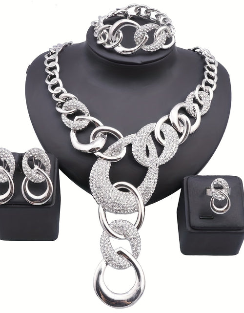 Load image into Gallery viewer, Jewelry Set For Ladies A Fashion Rhinestone Colored Tassel Necklace Bracelet Earrings Ring Jewelry Set For Ladies Prom Party Wear, Gifts For Women