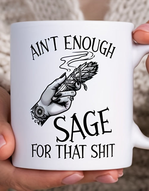 Load image into Gallery viewer, 11oz Insulated Ceramic Mug - Reusable  Sage Printed Tea Cup, Hand Wash Only