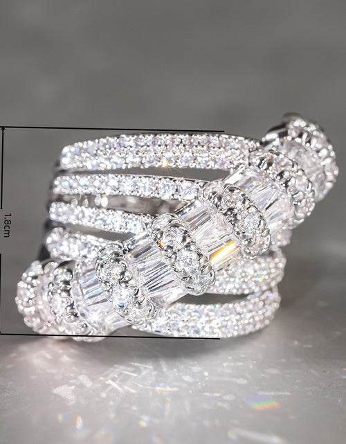 Load image into Gallery viewer, A Luxurious Wide Band Ring for Women, Adorned with Intricately Set Synthetic Zirconia, Featuring an Irregular Design, Perfect for Weddings, Parties, And Cocktail Events, Making It an Exquisite Gift.