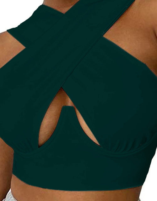 Load image into Gallery viewer, Slim Fit Sleeveless Summer Vest - Women Cropped Tops, Solid Color Hollow Out Crossed Design