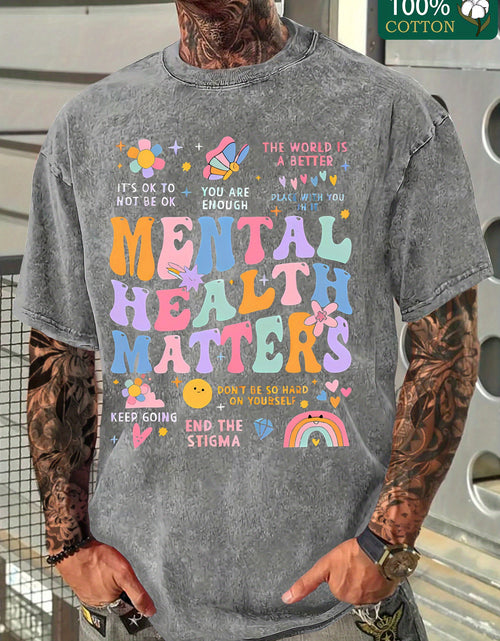 Load image into Gallery viewer, Vibrant Graphic Print Crew Neck T-Shirt - Men's Fashion Casual Short Sleeve Cotton Tee  Washed Aged Cotton, Relaxed Fit for Everyday Wear