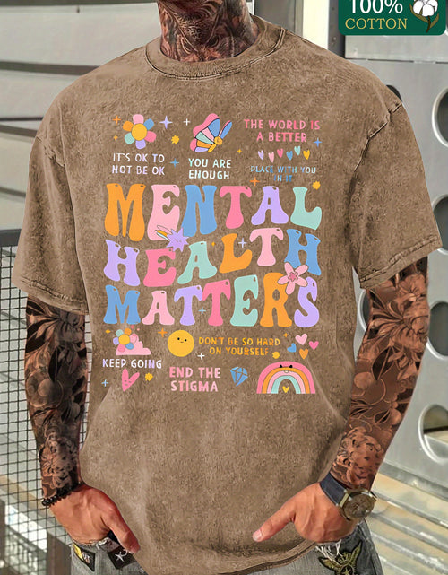 Load image into Gallery viewer, Vibrant Graphic Print Crew Neck T-Shirt - Men's Fashion Casual Short Sleeve Cotton Tee  Washed Aged Cotton, Relaxed Fit for Everyday Wear