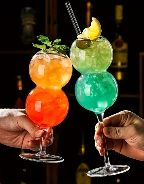Load image into Gallery viewer, 1pc Double Sphere Cocktail Glasses  Set of 1, Handcrafted Glassware for Parties, Dual Layered Glass Drinkware for Champagne, Juices, Mixed Drinks