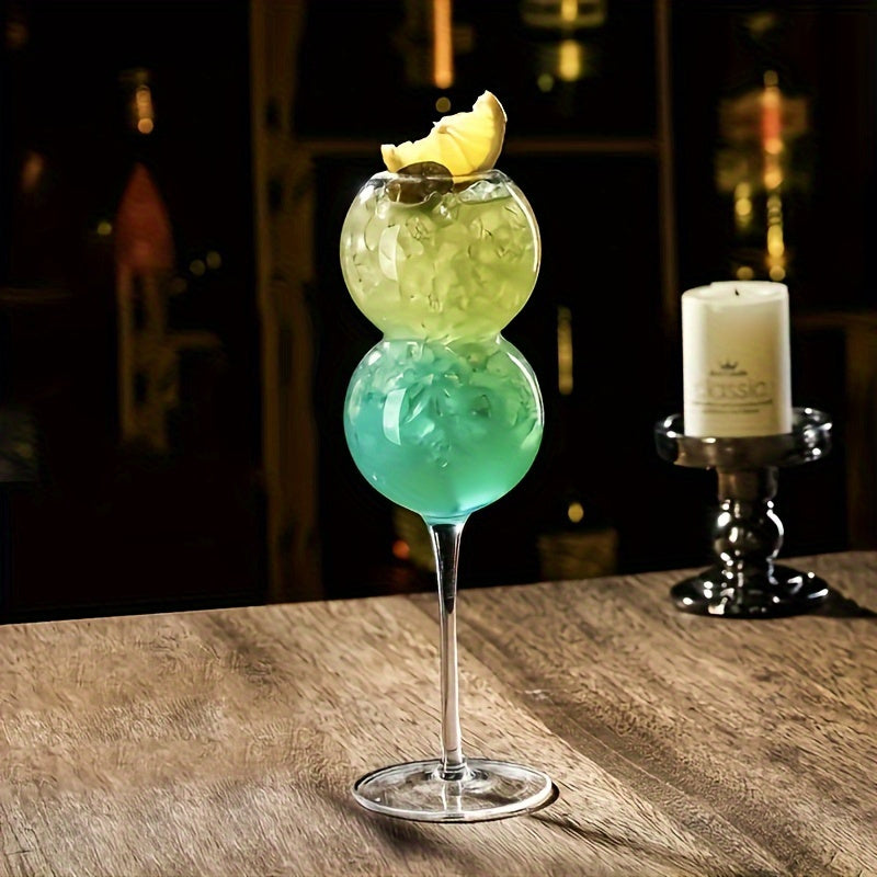1pc Double Sphere Cocktail Glasses  Set of 1, Handcrafted Glassware for Parties, Dual Layered Glass Drinkware for Champagne, Juices, Mixed Drinks