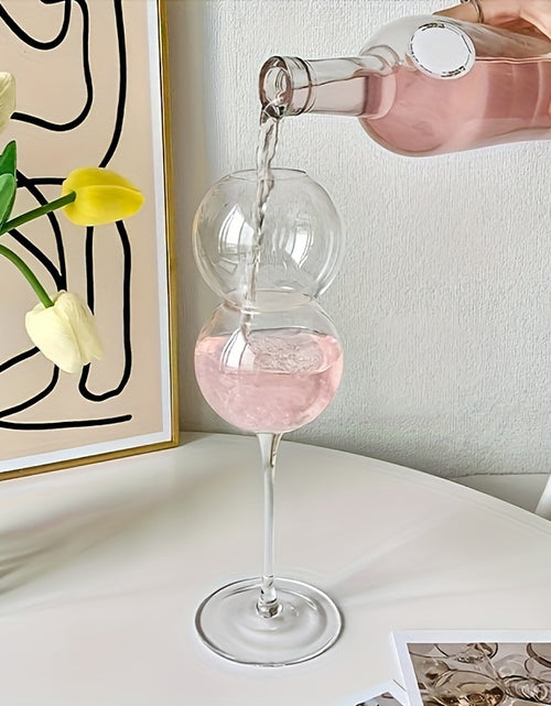 Load image into Gallery viewer, 1pc Double Sphere Cocktail Glasses  Set of 1, Handcrafted Glassware for Parties, Dual Layered Glass Drinkware for Champagne, Juices, Mixed Drinks