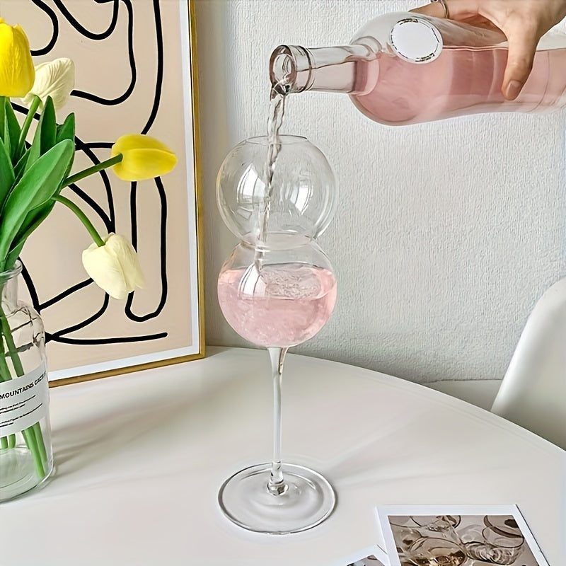 1pc Double Sphere Cocktail Glasses  Set of 1, Handcrafted Glassware for Parties, Dual Layered Glass Drinkware for Champagne, Juices, Mixed Drinks