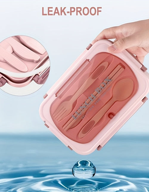 Load image into Gallery viewer, 40.58oz Leak-Proof Bento Box with Cutlery - BPA-Free, Microwave Safe, 3 Compartments,  Secure Locking Lid