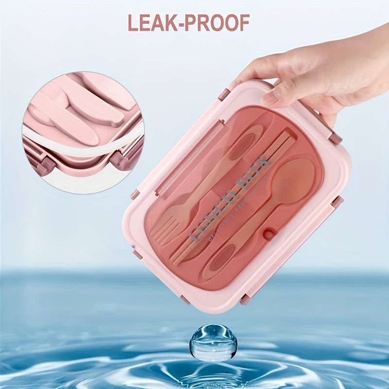 40.58oz Leak-Proof Bento Box with Cutlery - BPA-Free, Microwave Safe, 3 Compartments,  Secure Locking Lid