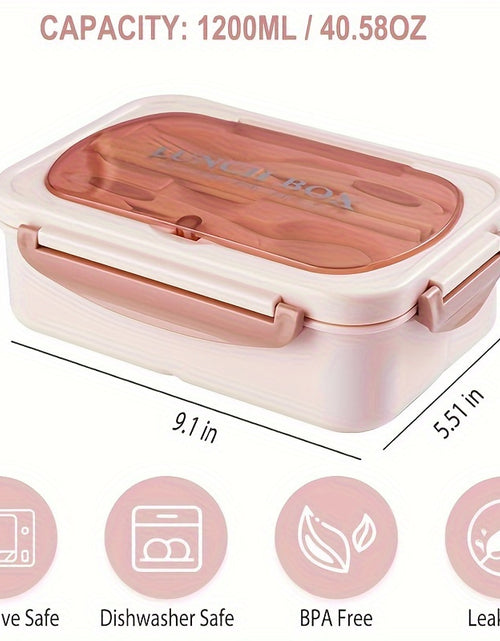Load image into Gallery viewer, 40.58oz Leak-Proof Bento Box with Cutlery - BPA-Free, Microwave Safe, 3 Compartments,  Secure Locking Lid