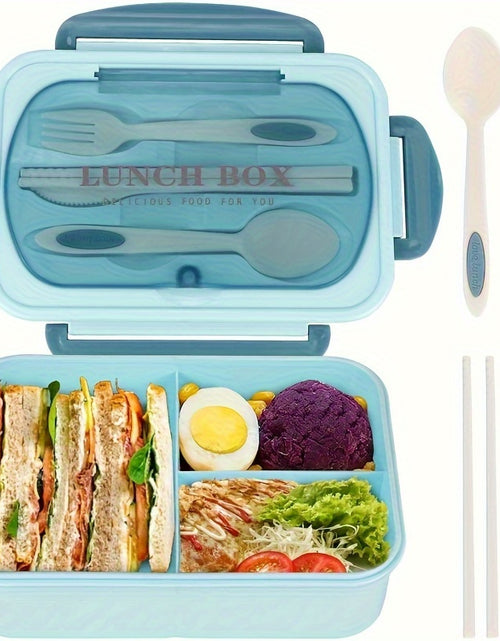 Load image into Gallery viewer, 40.58oz Leak-Proof Bento Box with Cutlery - BPA-Free, Microwave Safe, 3 Compartments,  Secure Locking Lid