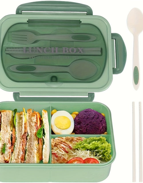 Load image into Gallery viewer, 40.58oz Leak-Proof Bento Box with Cutlery - BPA-Free, Microwave Safe, 3 Compartments,  Secure Locking Lid
