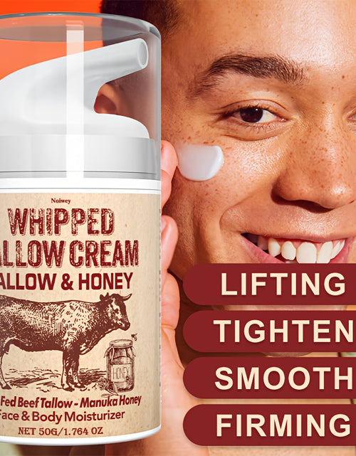 Load image into Gallery viewer, Fragrance-Free Vitamin E Enriched Hydrating Whipped Tallow & Honey Face Cream - 50g - Collagen, Olive & Jojoba Oil for Dry Skin - Perfect for All Seasons, Face Lift & Tighten Cream