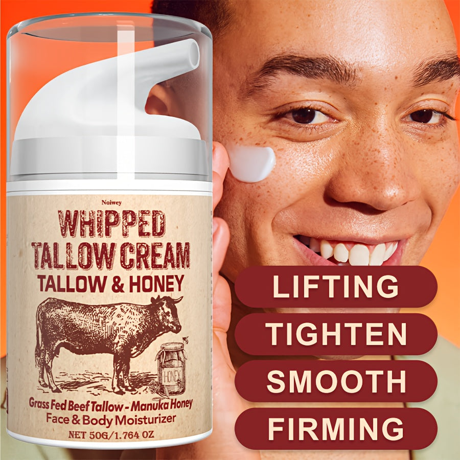 Fragrance-Free Vitamin E Enriched Hydrating Whipped Tallow & Honey Face Cream - 50g - Collagen, Olive & Jojoba Oil for Dry Skin - Perfect for All Seasons, Face Lift & Tighten Cream