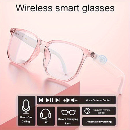 Smart Audio Glasses for Women - Blue Light Blocking, Magnetic Charging, Voice Assistant, 5.4 Wireless Audio & Mic, Remote Photography, Open Headphone Design, PC Lenses & TR Frame - Perfect for Gaming, Work, Music & Video Call