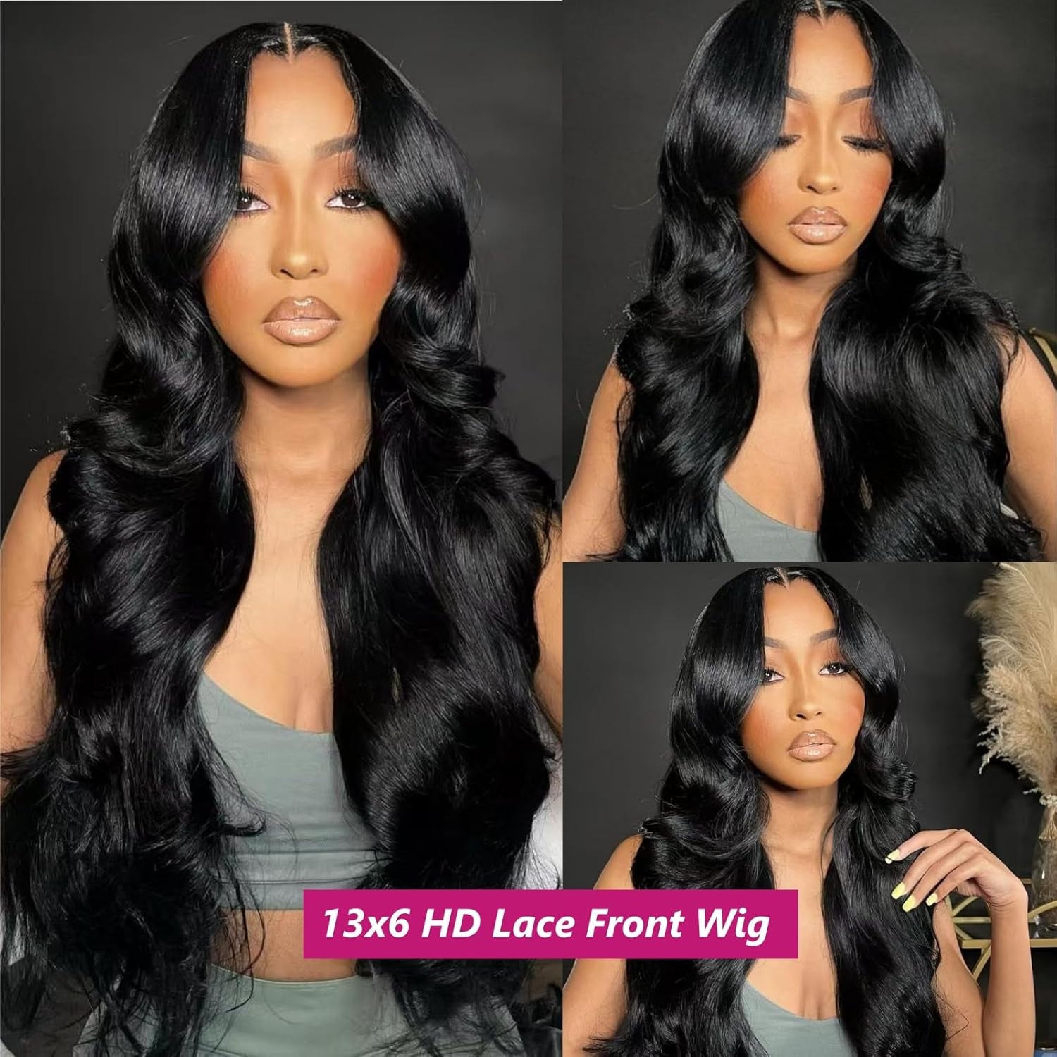 13X6 Lace Front Wigs Human Hair 200 Density Body Wave HD Lace Front Wigs Human Hair 13X6 HD Lace Frontal Glueless Wigs Human Hair Pre Plucked Brazilian Virgin Human Hair Wig for Women (28 Inch)