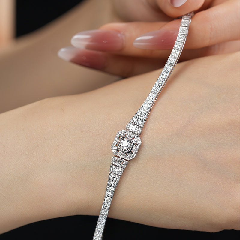 Luxury Moissanite Bracelet For Women Men, 925 Sterling Silver, 6.89inch D color Vvs1, Gorgeous Jewelry for Women Men,