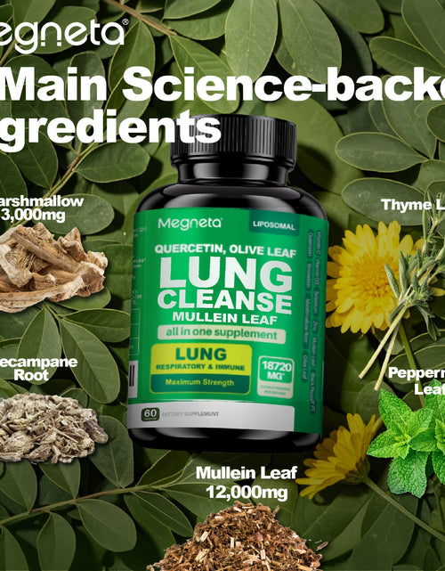 Load image into Gallery viewer, Megneta Lung Cleanse Supplement - Natural Mullein Leaf Capsules For Lung Health And Respiratory System Clear - Plus With Vitamin C, Vitamin D3, Selenium, Zinc, Bromelain, Quercetin - 60 Capsules