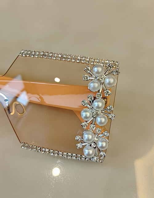 Load image into Gallery viewer, Luxury Rhinestone Glasses With Pearls- Square Frame, Perfect for Party Fashion Decoration