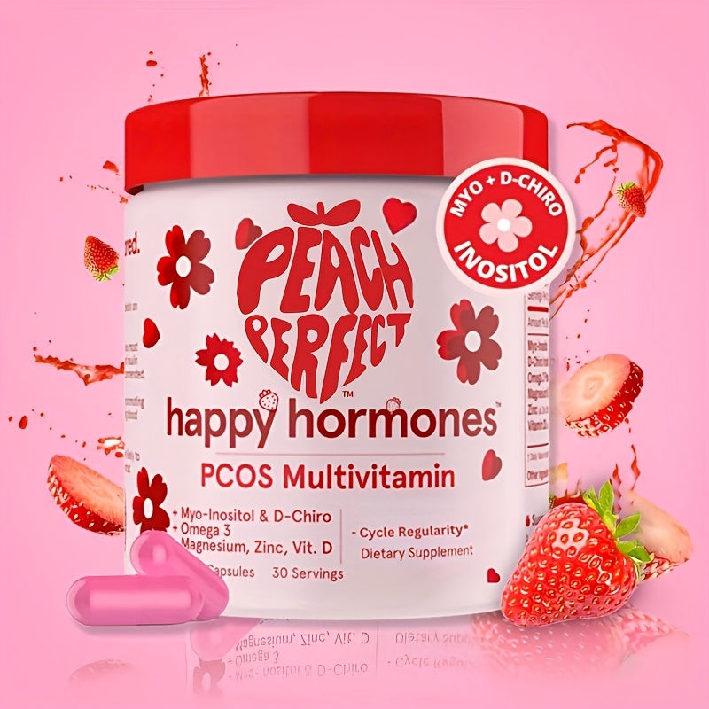 2025 - Epinephrine Amine Multivitamin Capsules 30 Capsules/Bottle Strawberry Inositol Capsules, Female Hormone Capsules, Enriched With D-Chiral Inositol 40:1, Blended Omega 3, Vitamin D Magnesium Zinc - 30 Capsules/Bottle