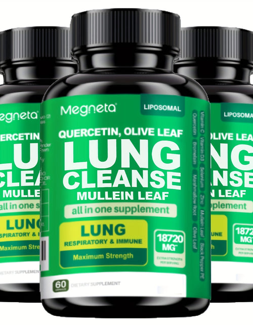 Load image into Gallery viewer, Megneta Lung Cleanse Supplement - Natural Mullein Leaf Capsules For Lung Health And Respiratory System Clear - Plus With Vitamin C, Vitamin D3, Selenium, Zinc, Bromelain, Quercetin - 60 Capsules