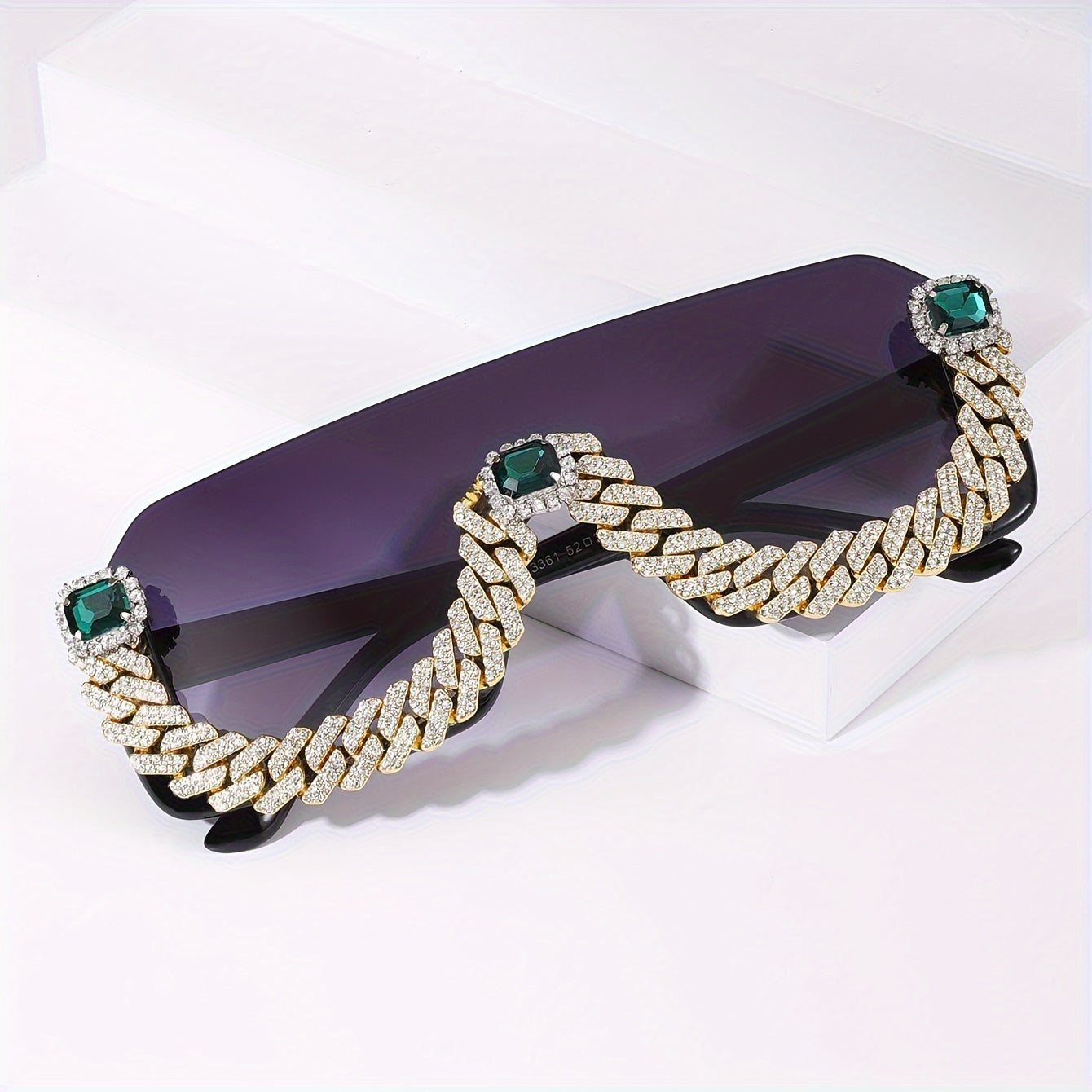 Men Hip-Hop Style Semi-Rimless Glasses with TAC Lenses, Zinc Alloy Frame, and Decorative Metal Chain - Fashionable Eyewear for Casual Wear