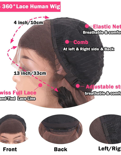 Load image into Gallery viewer, 18 Inch Body Wave Lace Front Wigs Human Hair Ocean Wave 13X4 HD Transparent 360°Full Lace Ombre Lace Frontal Wig Pre Plucked with Baby Hair 12A Glueless Wig for Women Tt1B/Bug(Black Red)