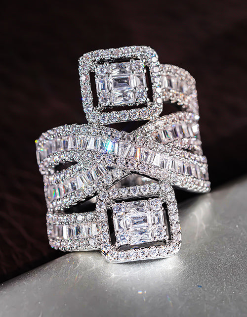 Load image into Gallery viewer, Multi-Layer Synthetic Zirconia Ring Intricately Set for Engagements Weddings Daily Wear Casual Parties Stylish Jewelry Gift
