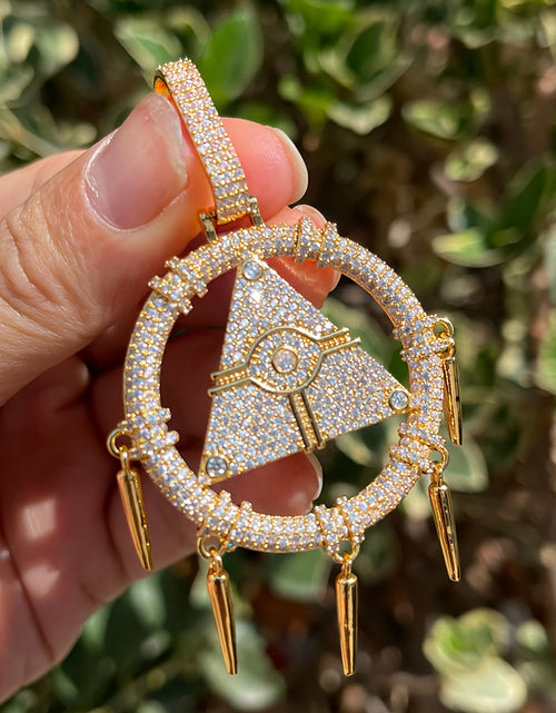 Load image into Gallery viewer, Iced Out Dream Catcher Pendant Millennium Wisdom Wheel Dream Catcher Necklace For Women Cubic Zirconia Golden Color