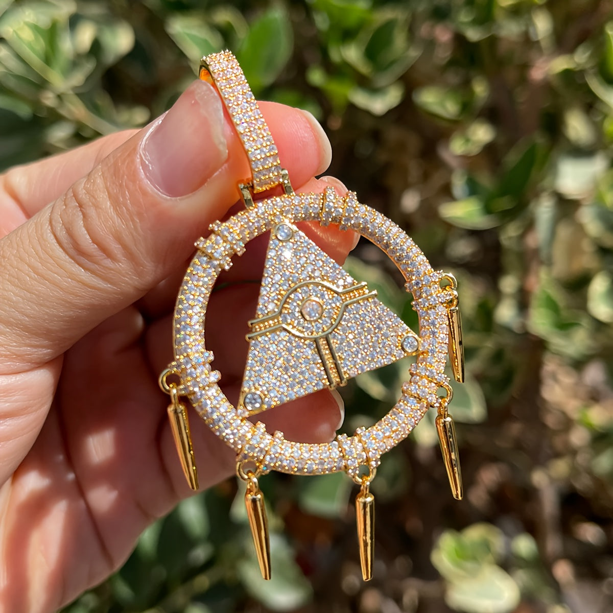 Iced Out Dream Catcher Pendant Millennium Wisdom Wheel Dream Catcher Necklace For Women Cubic Zirconia Golden Color
