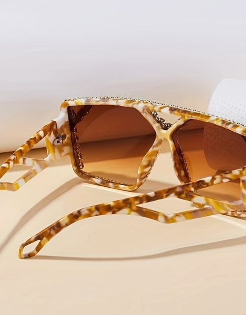 Load image into Gallery viewer, Large Rhinestone Adorned Hollow Geometric Mirror Sunglasses -