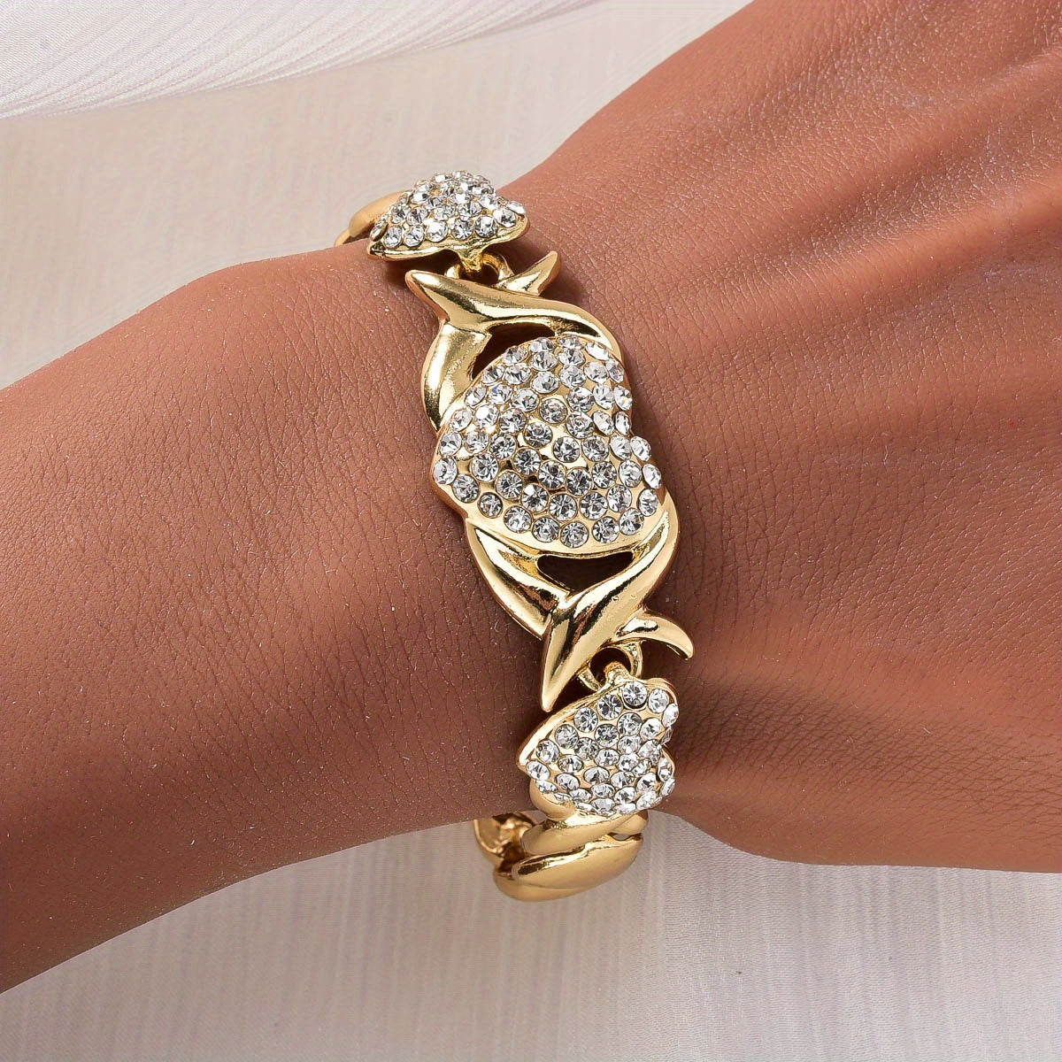 Heart Jewelry 5pcs Elegant Women's Jewelry Set -  Heart Elements Necklace, Bracelet, Ring, And Earrings