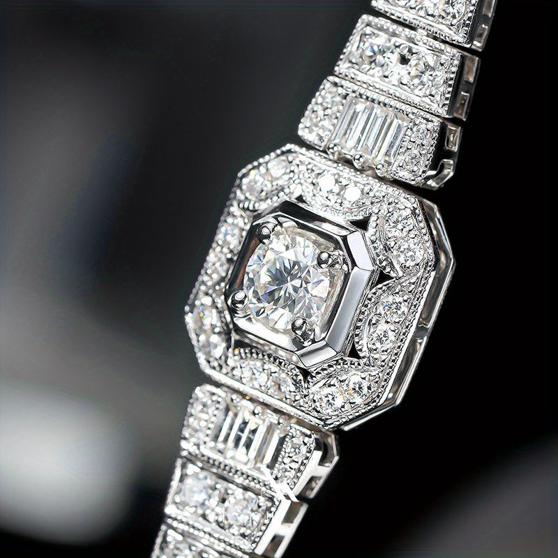 Luxury Moissanite Bracelet For Women Men, 925 Sterling Silver, 6.89inch D color Vvs1, Gorgeous Jewelry for Women Men,