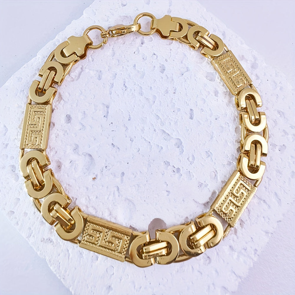 Stainless Steel Casual Flat Link Chain Necklace for Men - No Pendant