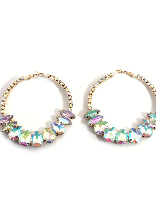 Load image into Gallery viewer, Hoop Pear Shaped Bedazzle Earrings in Gold