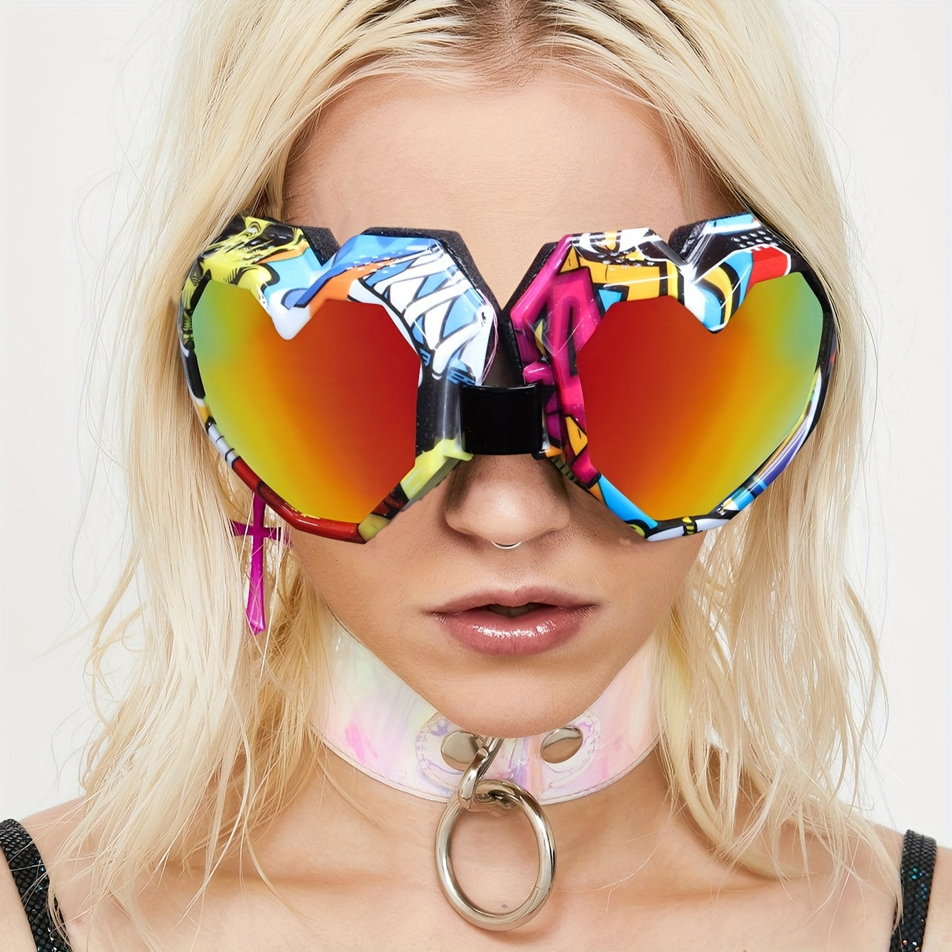 New Trendy Oversized Flower Love Outdoor Sports Fashion Glasses Winter Travel Sports Glasses