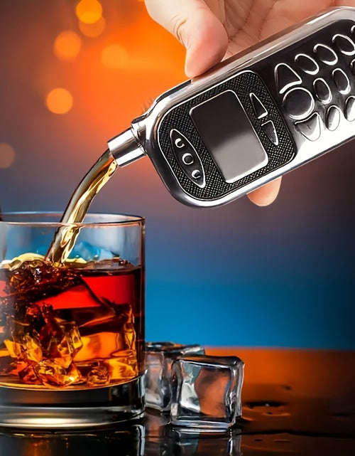 Load image into Gallery viewer, Retro Cell Phone Design Stainless Steel Whiskey Flask, 2.5 oz, Square, Portable Creative Drinkware, Non-Slip, Leak Proof,