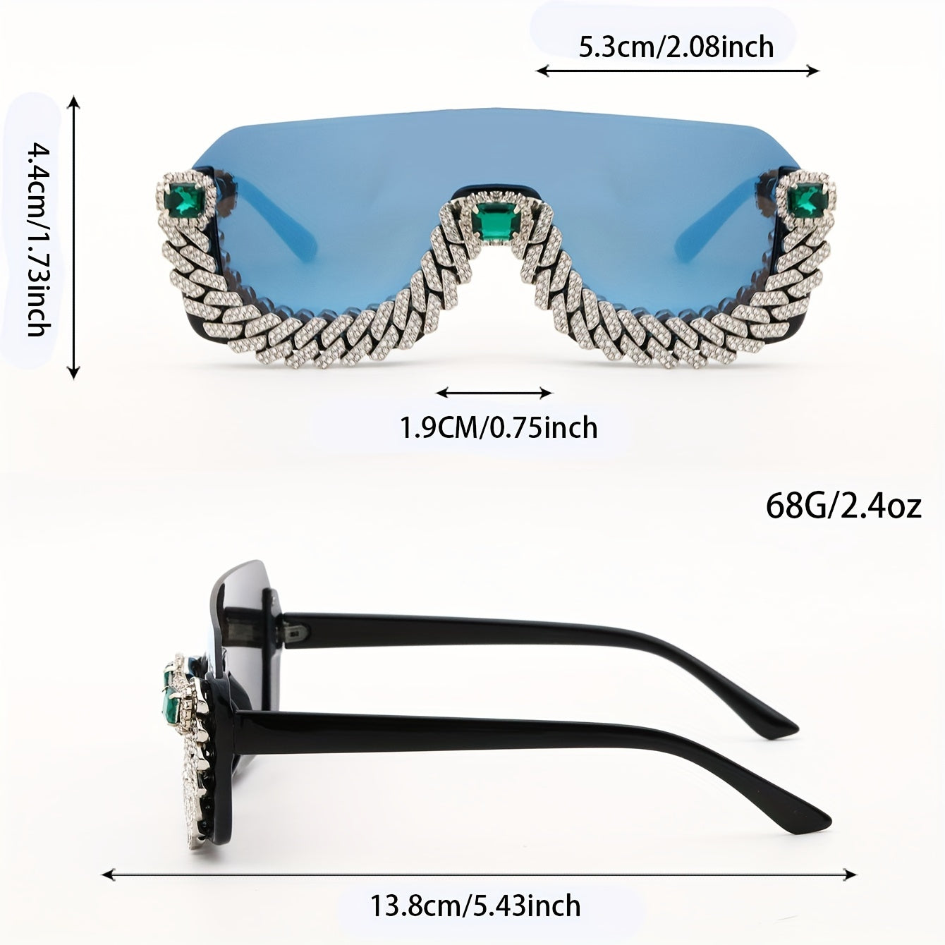 Men Hip-Hop Style Semi-Rimless Glasses with TAC Lenses, Zinc Alloy Frame, and Decorative Metal Chain - Fashionable Eyewear for Casual Wear