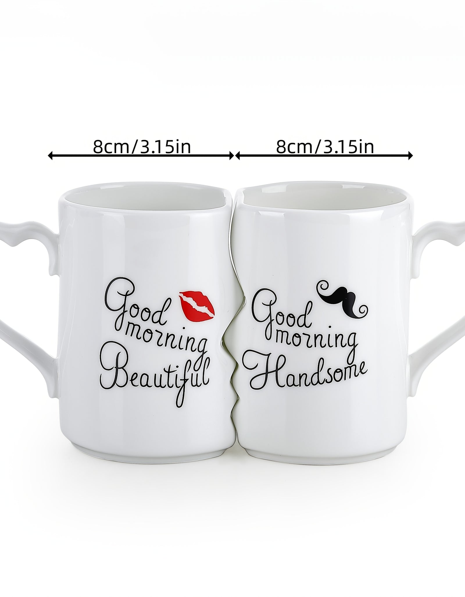 2pcs, 360ml/12.1oz Ceramic Kissing Mug, Creative Couple Love Mug for Drinking Coffee Together