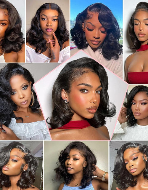 Load image into Gallery viewer, 18 Inch Body Wave Lace Front Wigs Human Hair Ocean Wave 13X4 HD Transparent 360°Full Lace Ombre Lace Frontal Wig Pre Plucked with Baby Hair 12A Glueless Wig for Women Tt1B/Bug(Black Red)