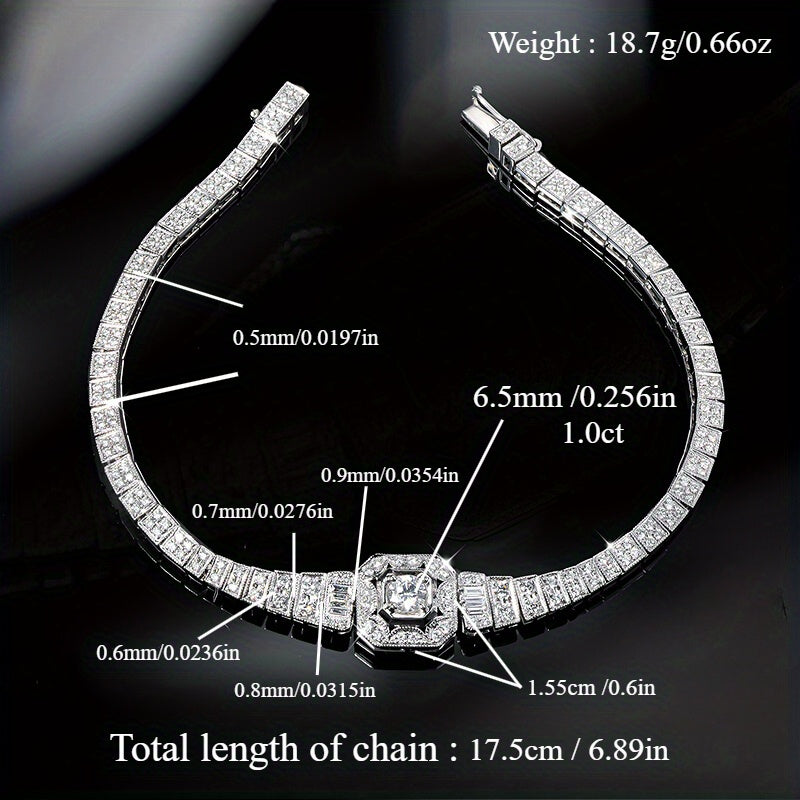 Luxury Moissanite Bracelet For Women Men, 925 Sterling Silver, 6.89inch D color Vvs1, Gorgeous Jewelry for Women Men,