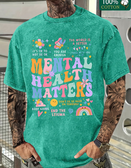 Load image into Gallery viewer, Vibrant Graphic Print Crew Neck T-Shirt - Men's Fashion Casual Short Sleeve Cotton Tee  Washed Aged Cotton, Relaxed Fit for Everyday Wear