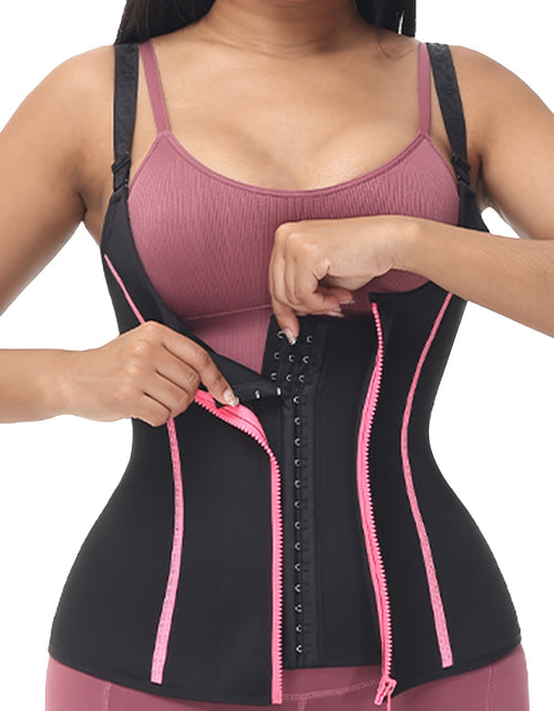 Load image into Gallery viewer, Large Size Waist Trainer Vest For Women, Zipper Corset Body Shaper For Tummy Control Neoprene Cincher Tank Top With Straps
