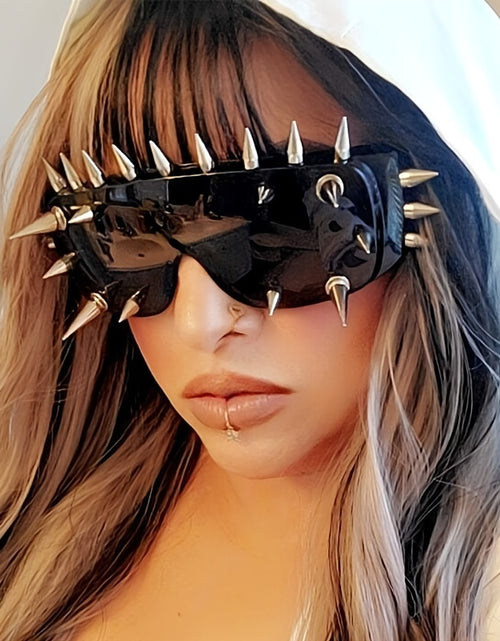 Load image into Gallery viewer, Oversized Punk Rivet Fashion Glasses with Anti-Reflective PC Lenses - Fashionable Party & Club Accessories