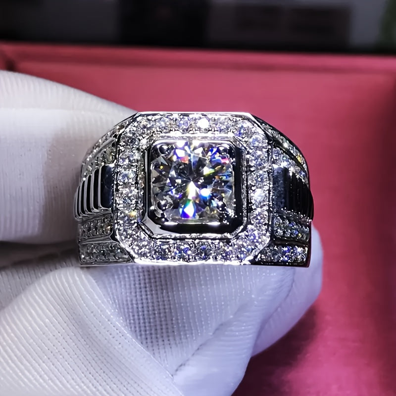 Luxury Men's Stainless Steel Ring Set with Shiny White Synthetic  Zirconia