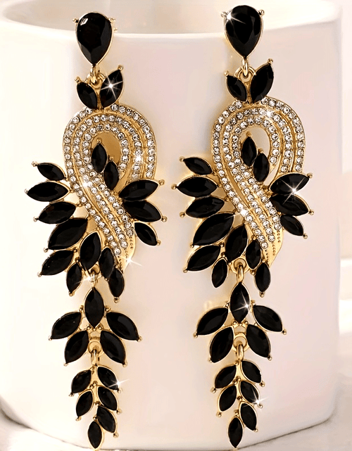 Load image into Gallery viewer, Elegant Peacock Tassel Earrings - Studded with Sparkling Synthetic Zircons, Luxurious Alloy Jewelry for Women