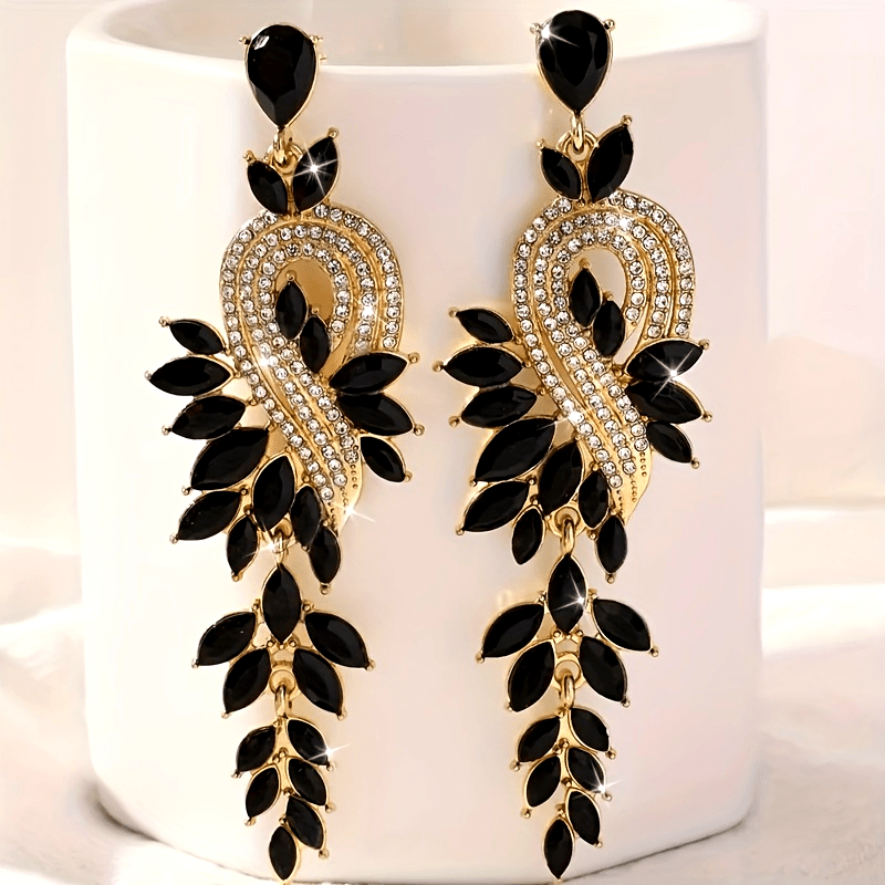 Elegant Peacock Tassel Earrings - Studded with Sparkling Synthetic Zircons, Luxurious Alloy Jewelry for Women