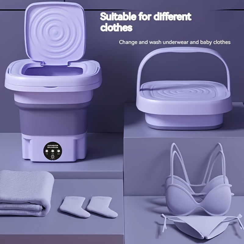 1pc Portable Mini Washing Machine - 8L High Capacity, 3 Deep Cleaning Modes, Perfect for Underwear, Apartments, Camping, Travel, RVs, and Laundry Rooms