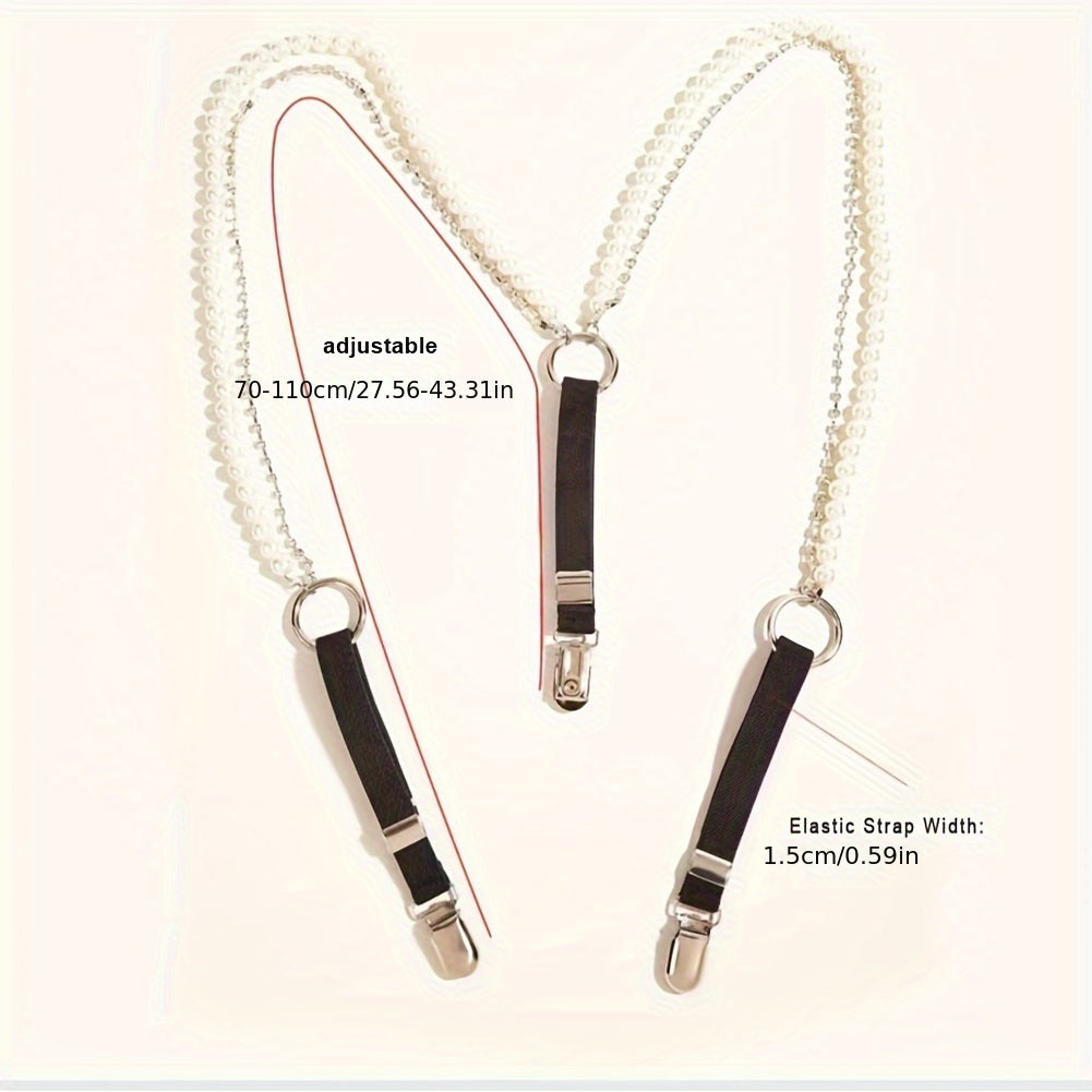 Fashion Pearl Chain Elastic Suspenders - Versatile & Stylish