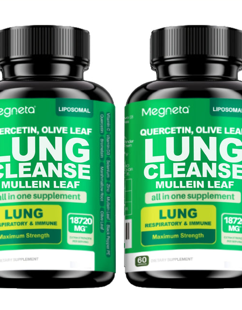 Load image into Gallery viewer, Megneta Lung Cleanse Supplement - Natural Mullein Leaf Capsules For Lung Health And Respiratory System Clear - Plus With Vitamin C, Vitamin D3, Selenium, Zinc, Bromelain, Quercetin - 60 Capsules